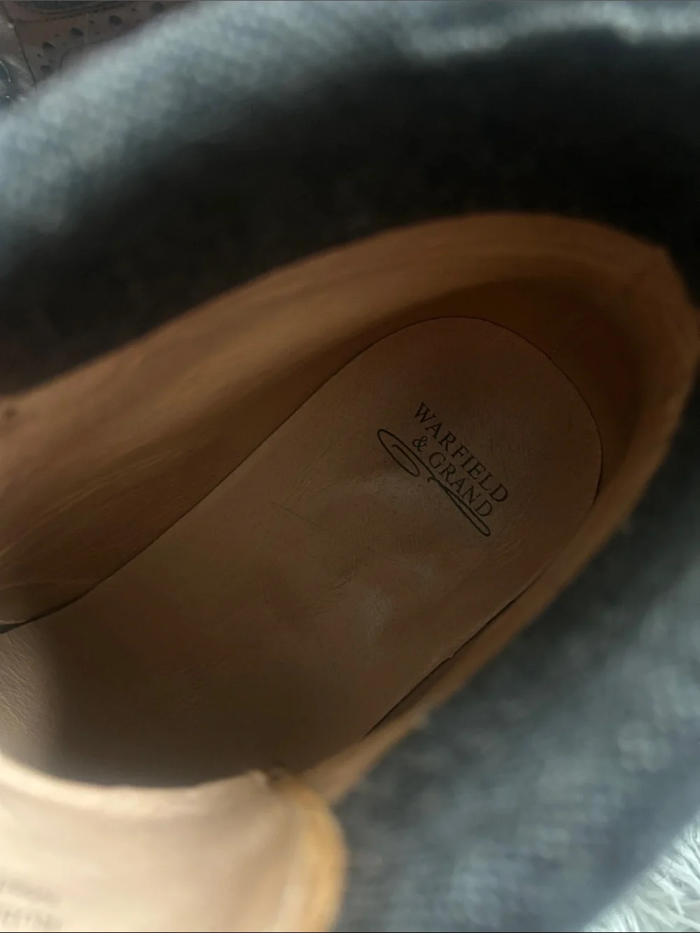 🆕 Warfield & Grand Brown Leather Brogue Chukka Boots with Dark Collar